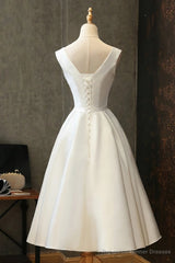 Prom Dresses, Satin V Neck Short Prom Dress, Bridesmaid Dress