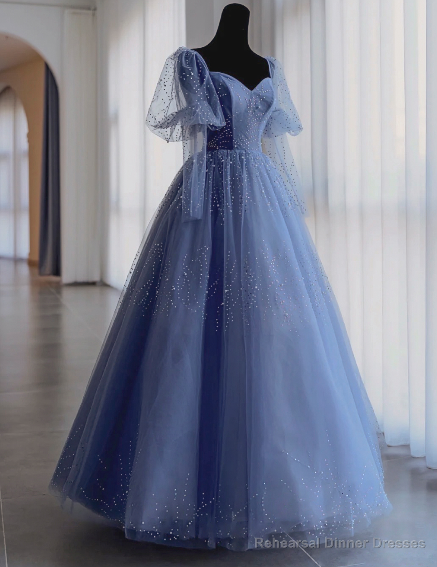 Prom Dresses, High End Atmosphere Puff Sleeve Bridal Dress, Long Sleeve Banquet Evening Dress, Fairy Thin Puff Skirt Secondary image