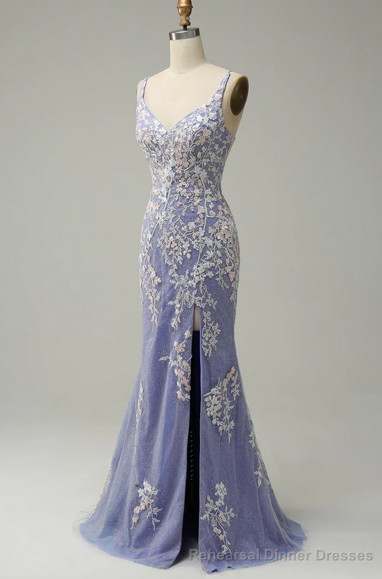 Elegant V Neck Mermaid Appliques Formal Prom Dress, Beautiful Banquet Long Party Dress Secondary image
