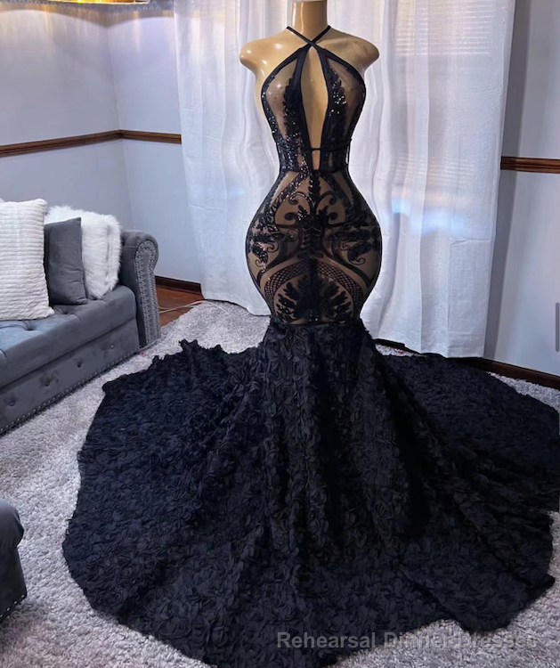Fashion Party Dresses, Halter Luxury Prom Dresses, Black Evening Dresses Formal Occasion Main image