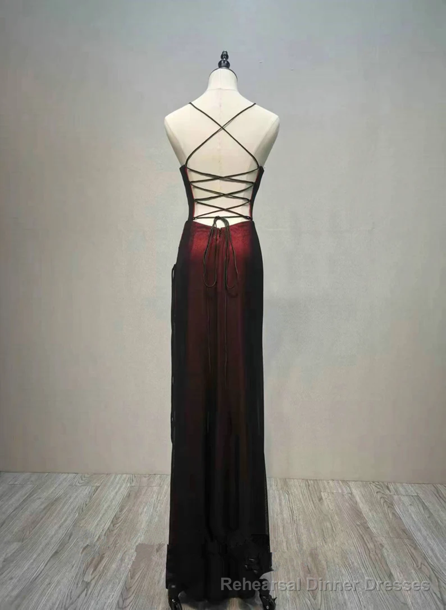 Black And Red Long Formal Dress, Black Straps Prom Dress Party Dress Secondary image