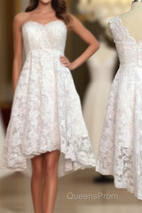 Pretty Lace High Low Short Beautiful Short For Teens Cheap Evening Prom Dress