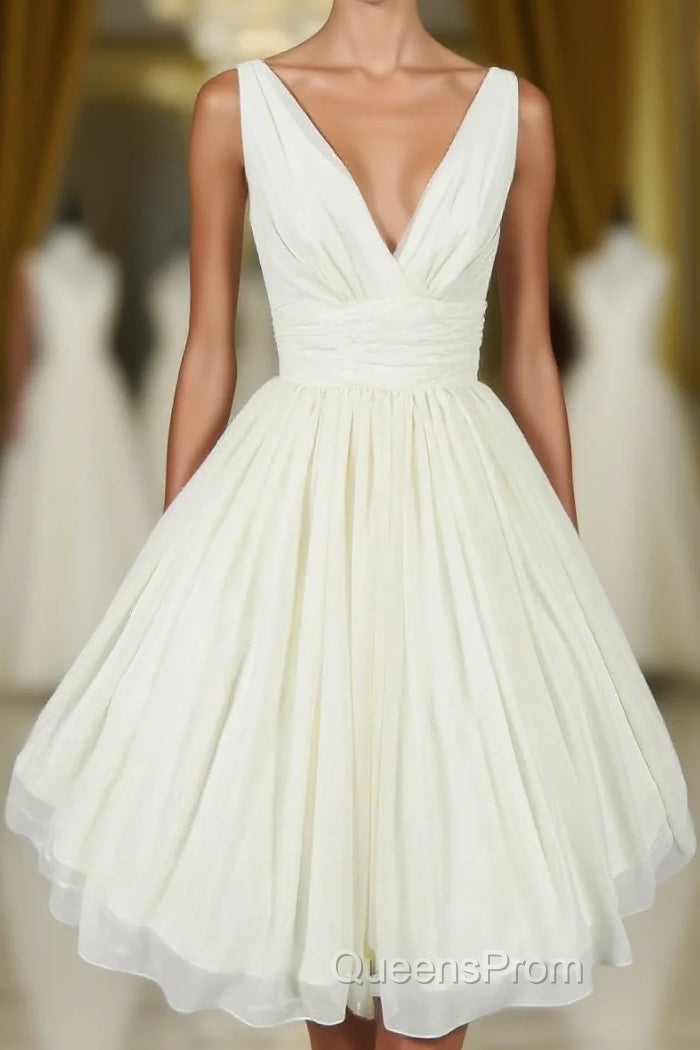 New Arrival V Neck Ivory Simple Short The Charming Chiffon Heomcoming For Homecoming Dress Main image