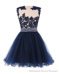 Navy Blue Lace Short With Waist Beadings Royal Blue Custom Made Mini Length Women Skirt Prom Dresses