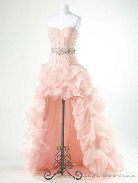High Low Prom Dresses, Organza Prom Dress, Pink Prom Gown Vintage Prom Gowns Elegant Evening Dress, Cheap Evening Gowns Simple Party Gowns Modest Prom Dress, Black Party Dresses Secondary image