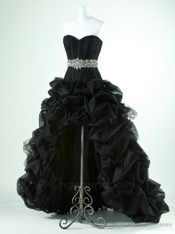 High Low Prom Dresses, Organza Prom Dress, Pink Prom Gown Vintage Prom Gowns Elegant Evening Dress, Cheap Evening Gowns Simple Party Gowns Modest Prom Dress, Black Party Dresses Main image