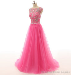 Pink Prom Dresses, Pink Evening Gowns Simple Formal Dresses, Prom Dresses, Teens Fashion Evening Gown Beadings Evening Dress, Pink Party Dress, Prom Gowns
