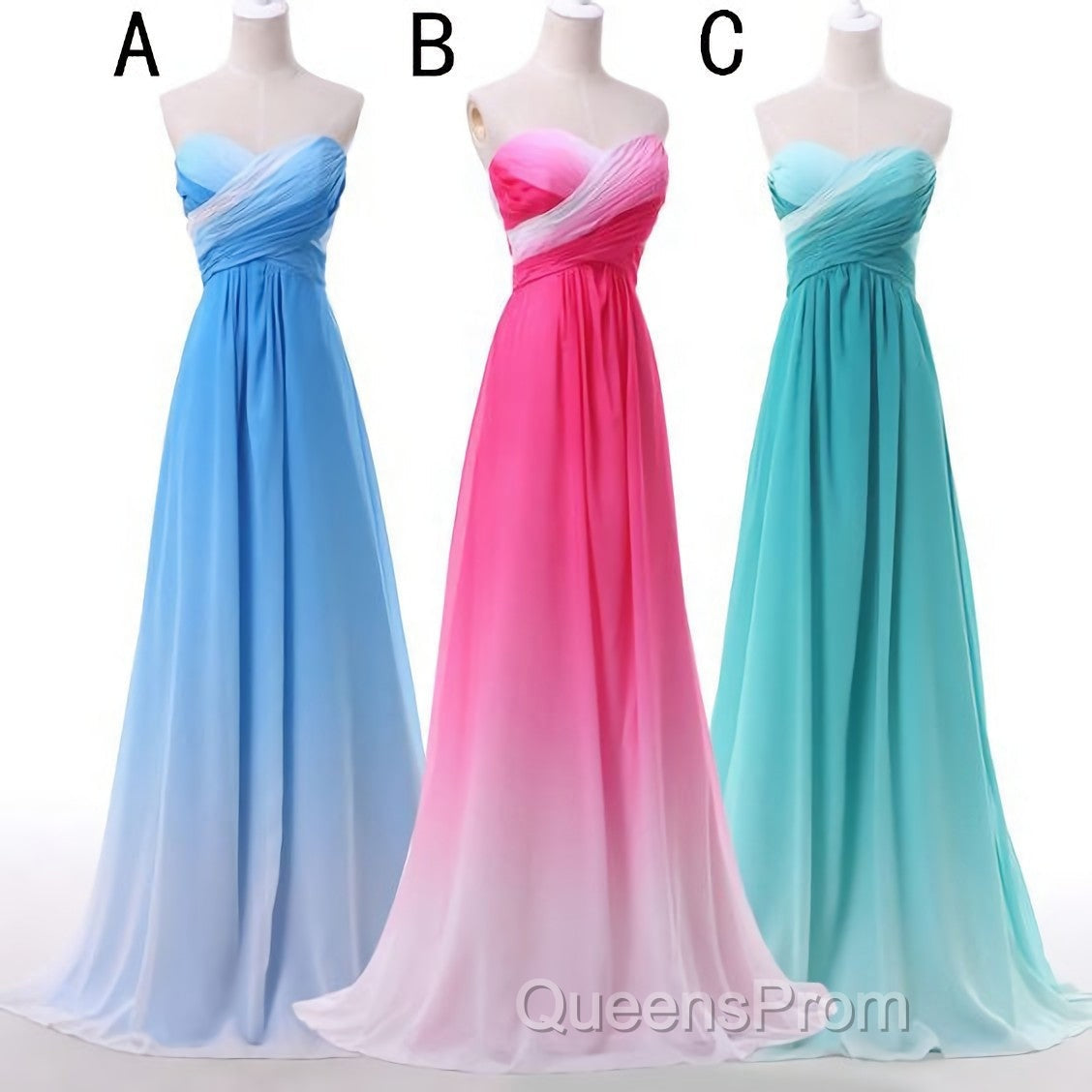 Pretty Pink Sweetheart Long Gradient Chiffon Elegant Evening Prom Dress Secondary image