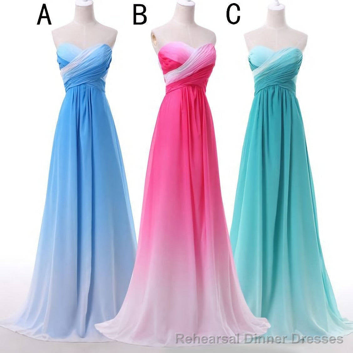 Pink Sweetheart Long Gradient Chiffon Elegant Prom Dresses Secondary image