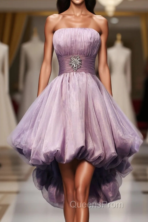 Gorgeous Strapless High Low Beaded Pretty Handmade For Teens Homecoming Dress Main image