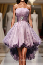 Gorgeous Strapless High Low Beaded Pretty Handmade For Teens Homecoming Dress