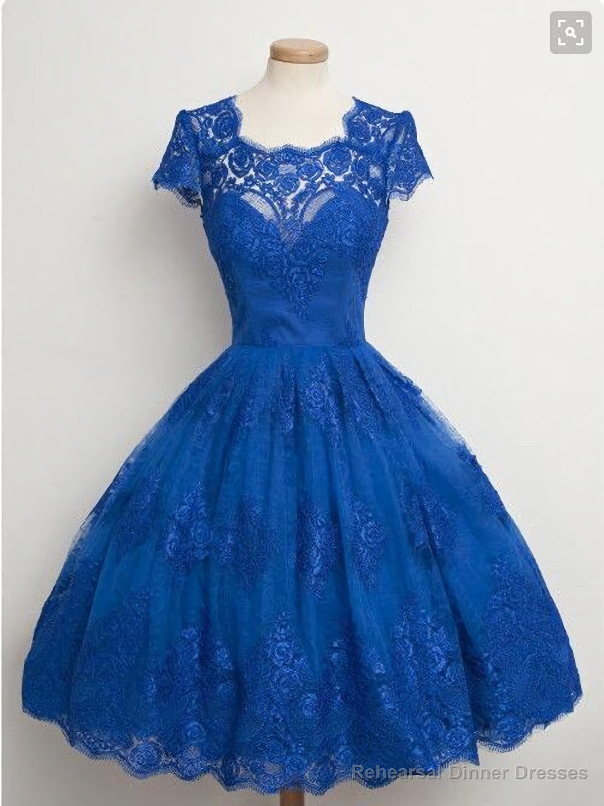 Lace Cap Sleeves Junior Blue Homecoming Dresses Main image