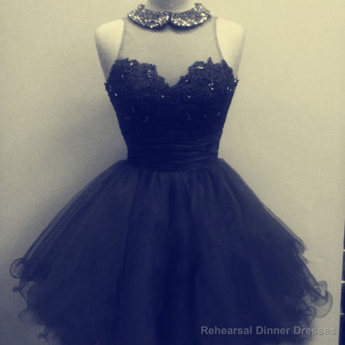 High-Neck Tulle Black junior custom cute lovely popular 2025 Homecoming Dresses