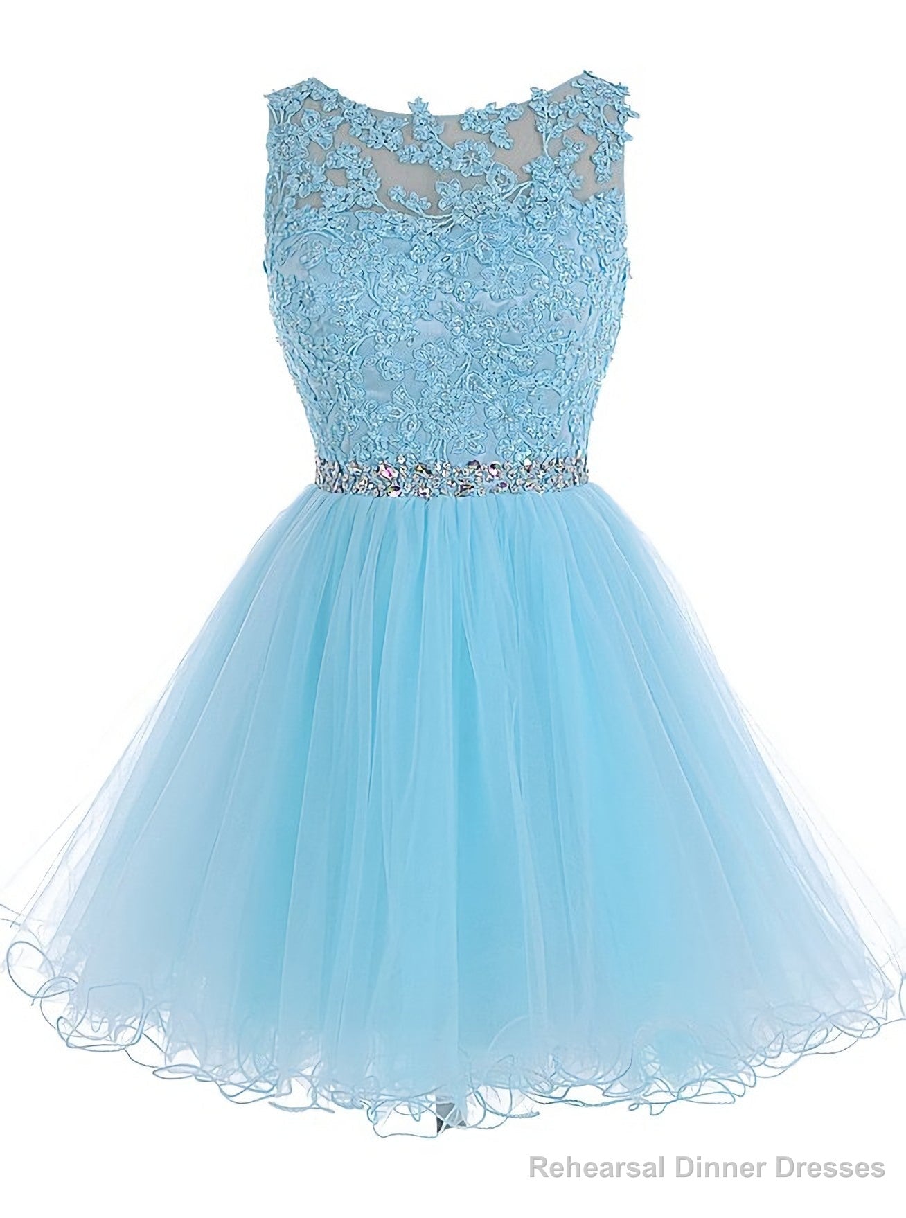 Lace Blue Fitted Short Cute Sweet 16 For Teens Homecoming Dresses Main image