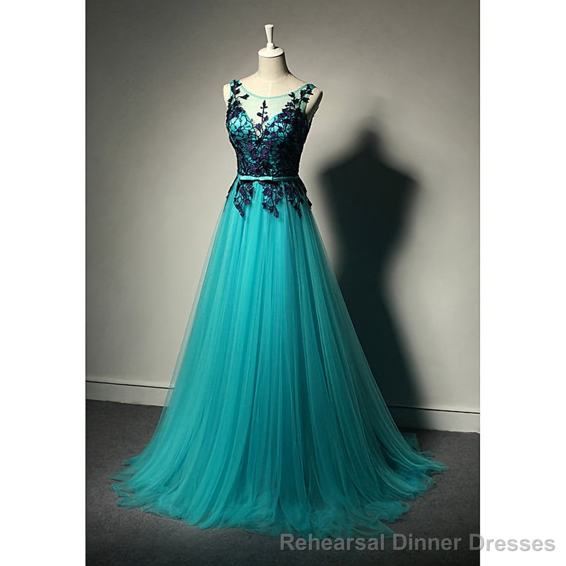 Long Open Back Navy Blue Lace Long Women Modest Elegant Prom Dresses Main image
