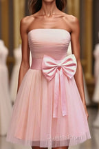 Strapless A Line 2023 Simple Cheap Short Evening Prom Dress