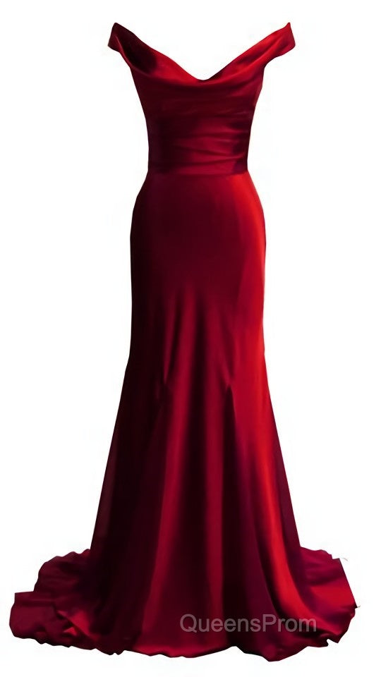 red mermaid off shoulder navy blue Evening Prom Dress mermaid satin backless charming formal evening gowns 2024 party Dress Secondary image
