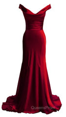 red mermaid off shoulder navy blue Evening Prom Dress mermaid satin backless charming formal evening gowns 2024 party Dress