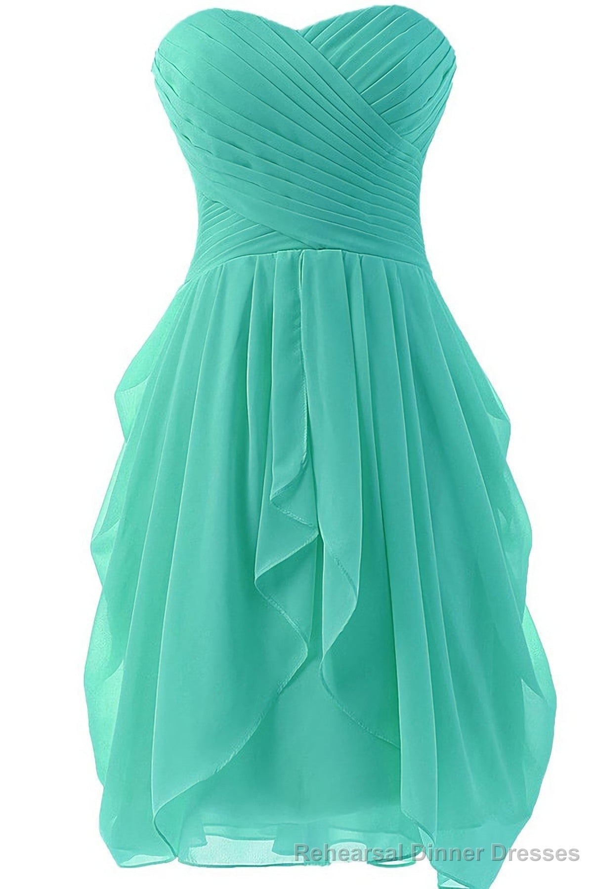 Mint A Line Sweetheart Ruffles Short Front High Low Short Prom Dresses Main image