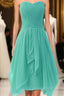 Mint A Line Sweetheart Ruffles Short Front High Low Cheap Short Evening Prom Dress