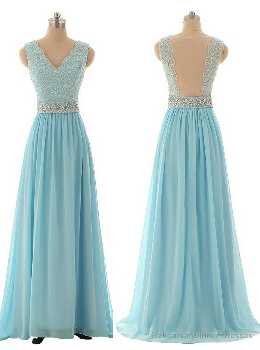 Lace Prom Dresses, Blue Prom Dress, Modest Prom Gown Light Blue Prom Gown Evening Dress, Backless Evening Gowns Party Gowns Main image