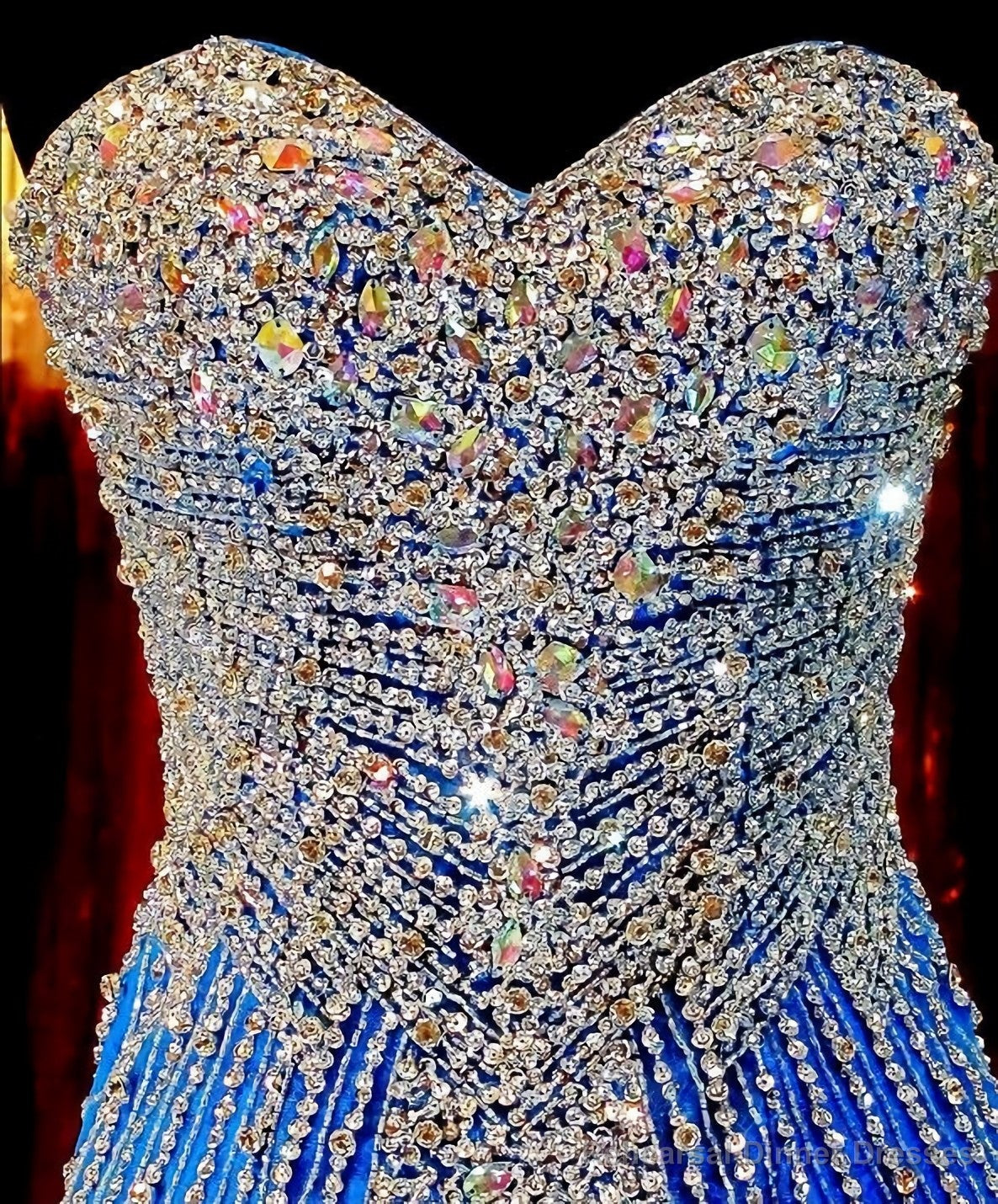 Royal Blue Prom Dresses, Royal Blue Prom Dress, Silver Beaded Formal Gown Mermaid Beadings Prom Dresses, Evening Gowns Tulle Formal Gown For Senior Teens Secondary image