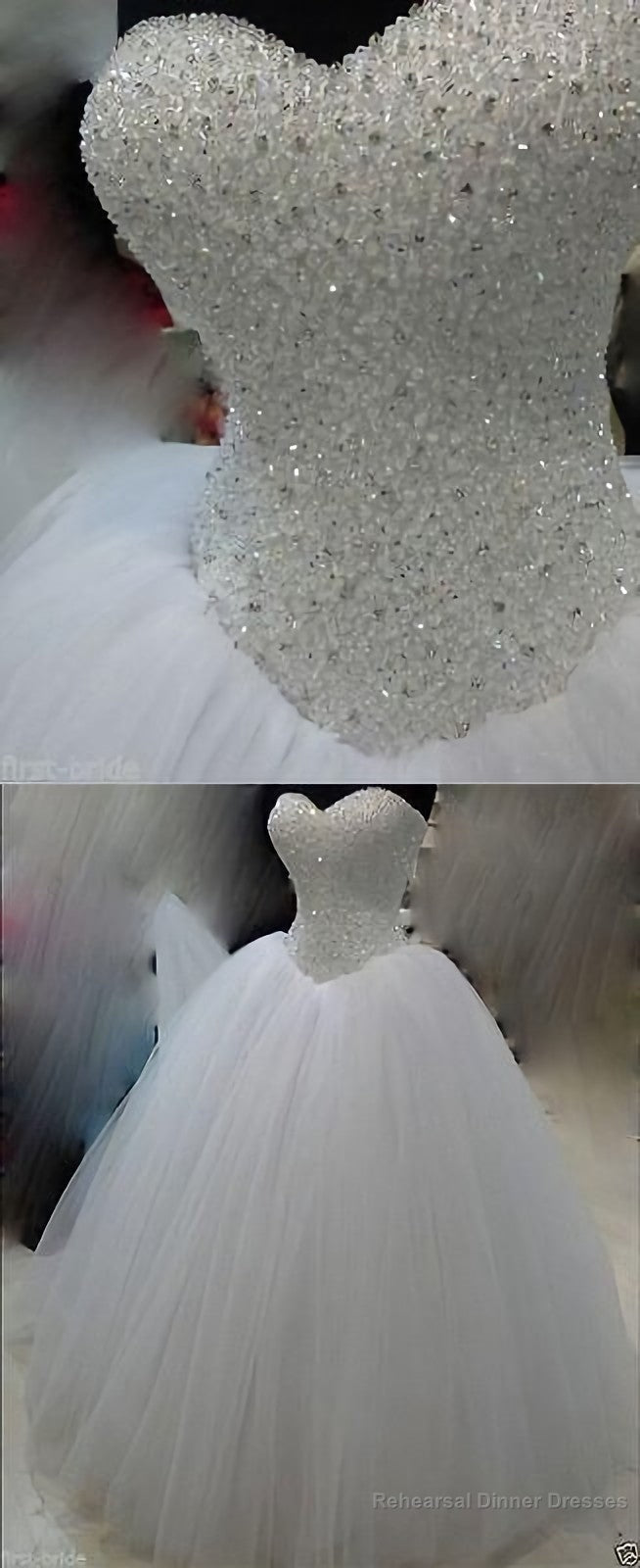 Wedding Dresses, Wedding Gown Bling Beading Sequin Sweetheart A Line Princess Wedding Dresses Secondary image