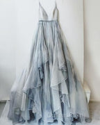 Spaghetti Straps V Neck Long Senior Women Evening Prom Dress