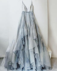 Spaghetti Straps V Neck Long Senior Women Evening Prom Dress