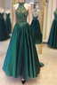 Green Halter Beading Lace A Line For Teens Elegant Backless Fashion 2024 Women Evening Prom Dress