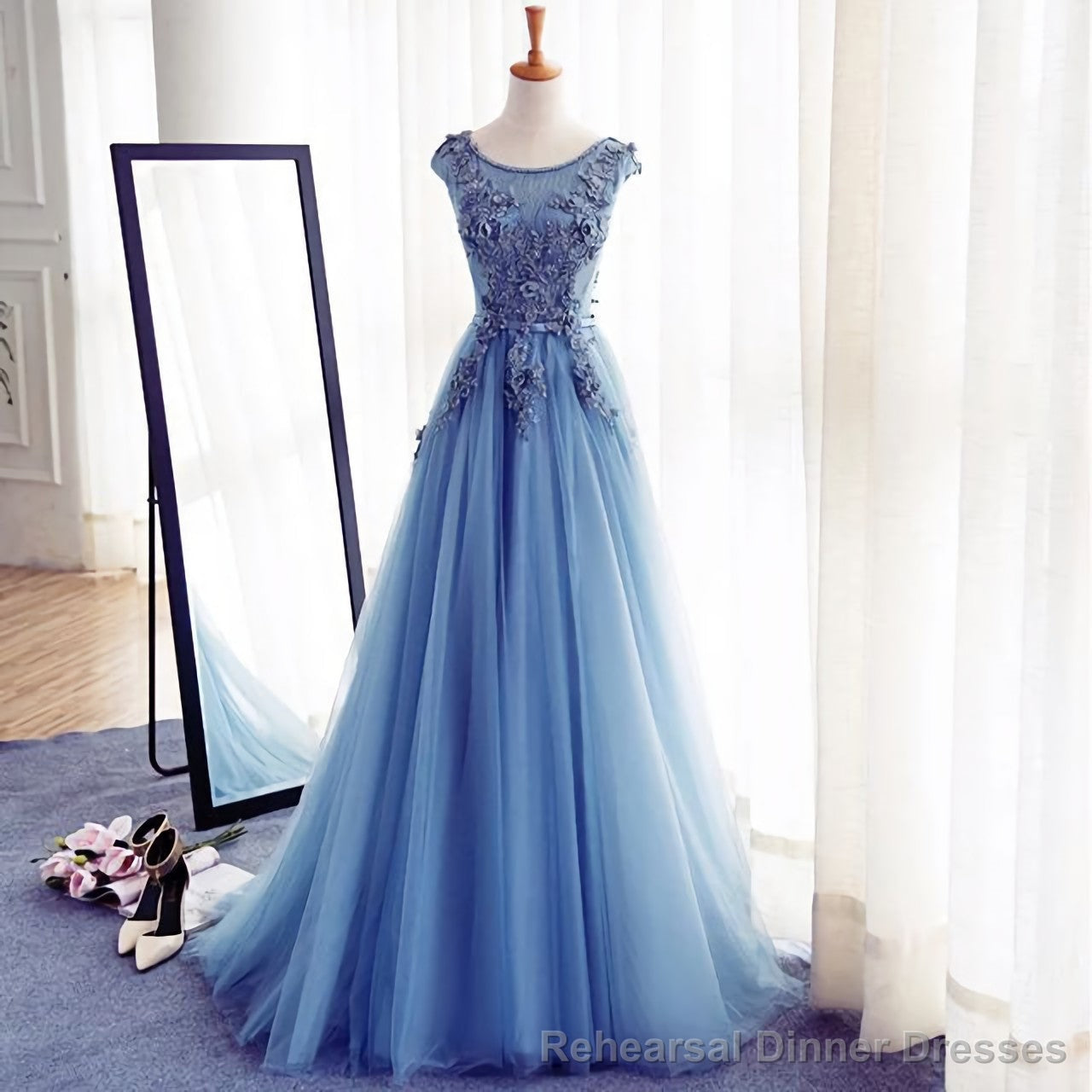 A Line Flowers Long Charming Women Prom Dresses Main image