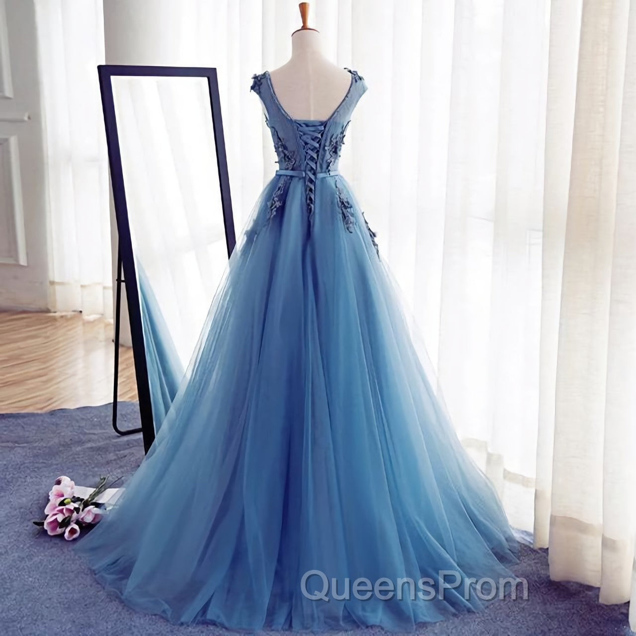 A Line Flowers Long Charming Women Evening Prom Dress Secondary image