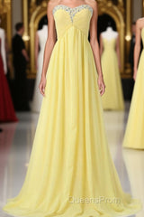 Sweetheart Long Yellow Chiffon Beaded Pregnant High Low For Teens Simple Cheap Bridesmaid Dress