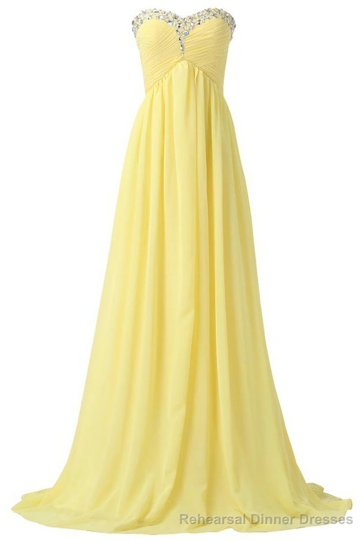 Sweetheart Long Yellow Chiffon Beaded Pregnant High Low For Teens Simple Bridesmaid Dresses Main image