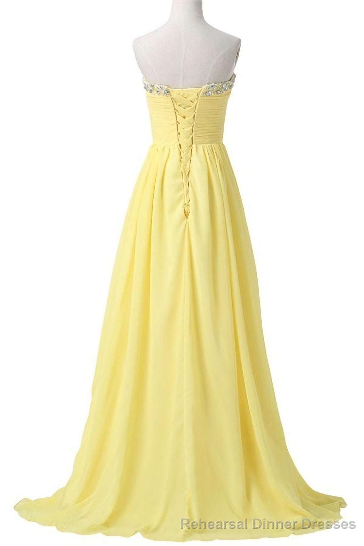 Sweetheart Long Yellow Chiffon Beaded Pregnant High Low For Teens Simple Bridesmaid Dresses Secondary image