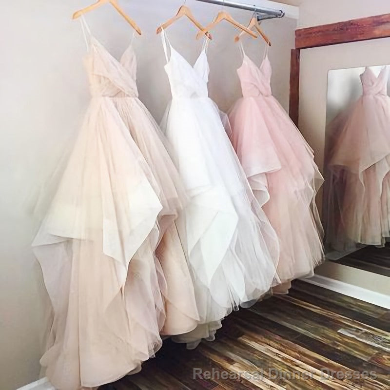 Gorgeous A Line V Neck Spaghetti Straps Long 2025 Pink White Champagne Wedding Dresses Secondary image