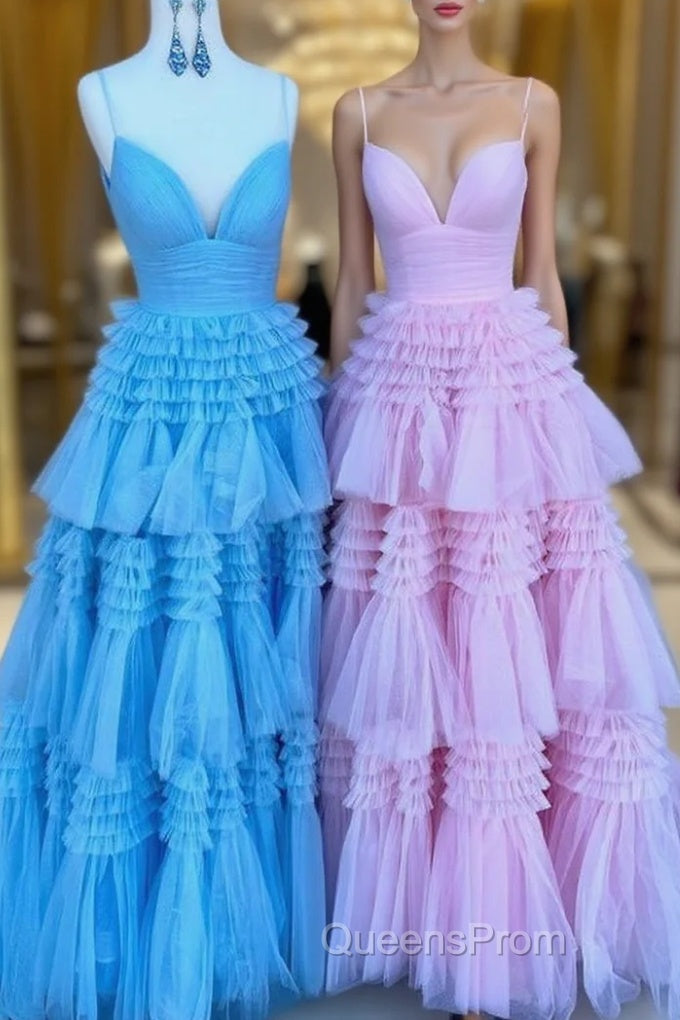 Evening Prom Dress With Tiered Ruffle Skirt And Ruched Bodice, Wedding Dress Main image