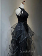 Evening Prom Dress Sparkle & Shine Dress Wedding Party Sleeveless Sequined with Crystals Sequin Ruffles