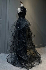 Evening Prom Dress Sparkle & Shine Dress Wedding Partysleeveless Halter Wednesday Addams Family Sequined With Crystals Sequin Ruffles