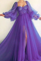 Purple Elegant Tulle Long Classy Prom Dress Classy Evening Gown Party Dress