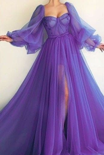 Purple Elegant Tulle Long Classy Prom Dress Classy Evening Gown Party Dress