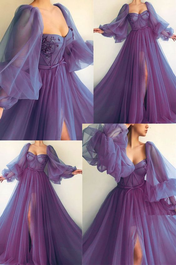 Purple Elegant Tulle Long Classy Prom Dress Classy Evening Gown Party Dress