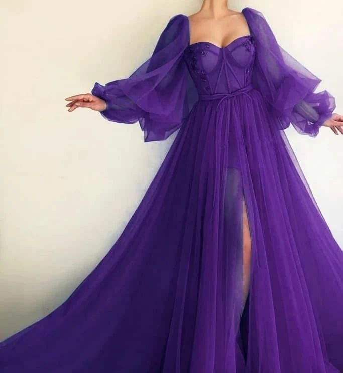 Purple Elegant Tulle Long Classy Prom Dress Classy Evening Gown Party Dress Main image