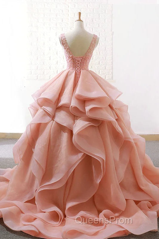 Puffy Tulle Long Evening Prom Dress with Beading, A Line Sleeveless Party Gown Secondary image