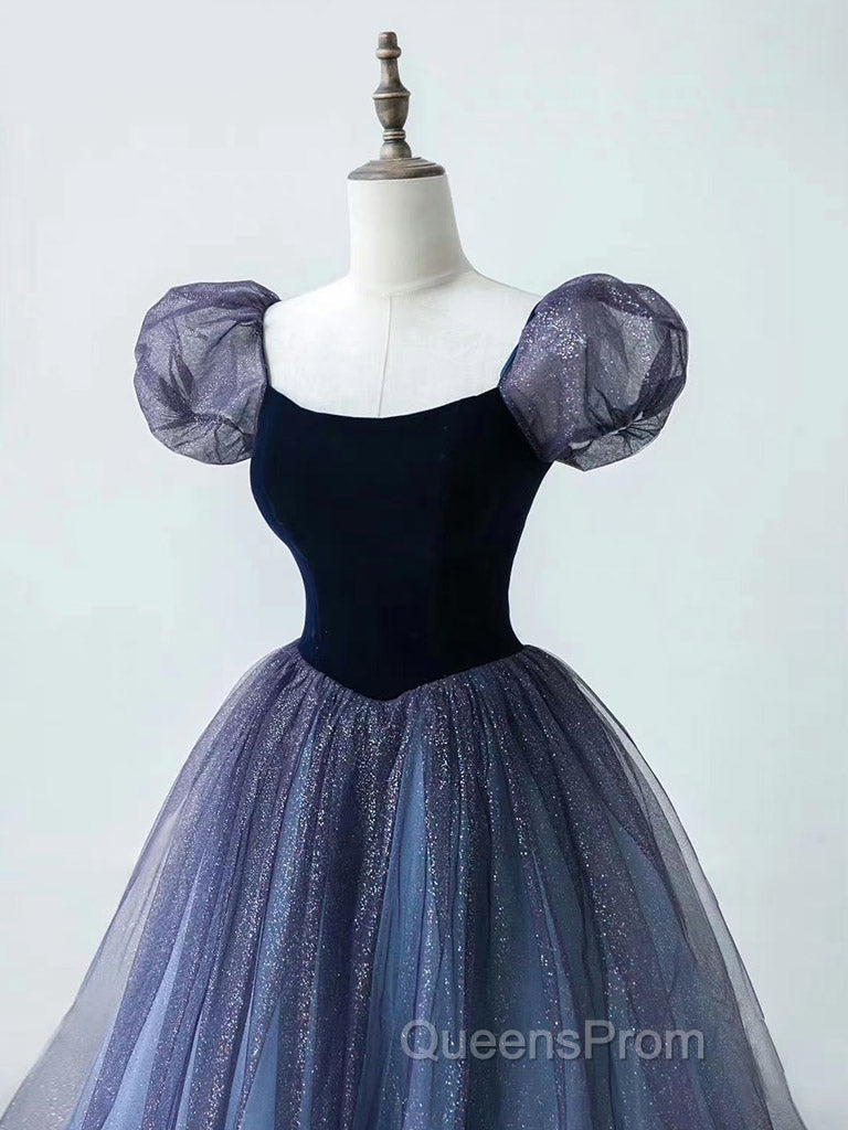 Purple A-Line Tulle Long Evening Prom Dress, Purple Formal Dress Secondary image