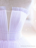 Purple A line Tulle Long Prom Dresses, Purple Evening Graduation Dresses