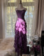 Purple ??Elegant Strapless Chiffon Applique Long Tiered Classy Prom Dress Backless Party Dress
