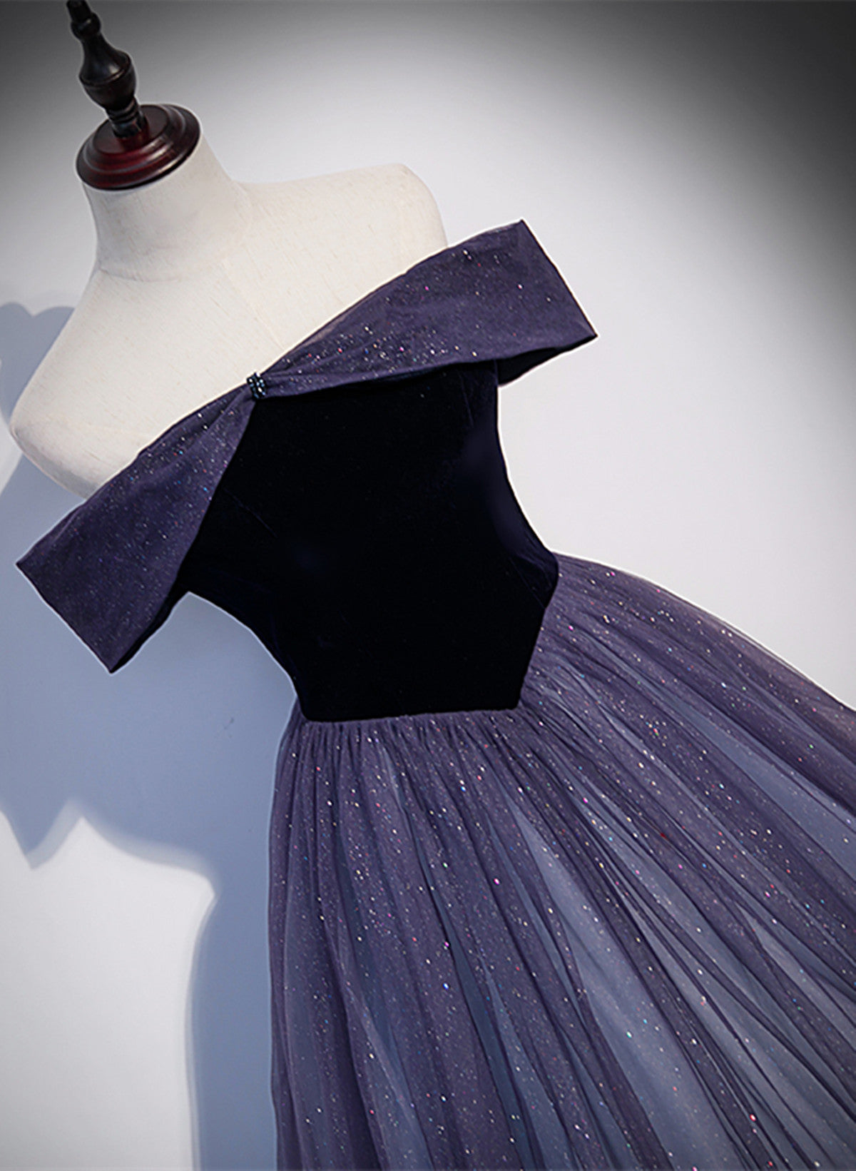 Purple Gradient Tulle Off Shoulder Long Party Dress, A-Line Purple Classy Evening Dress Classy Prom Dress