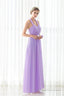 Purple Halter Chiffon Backless Pleats Long Bridesmaid Dresses