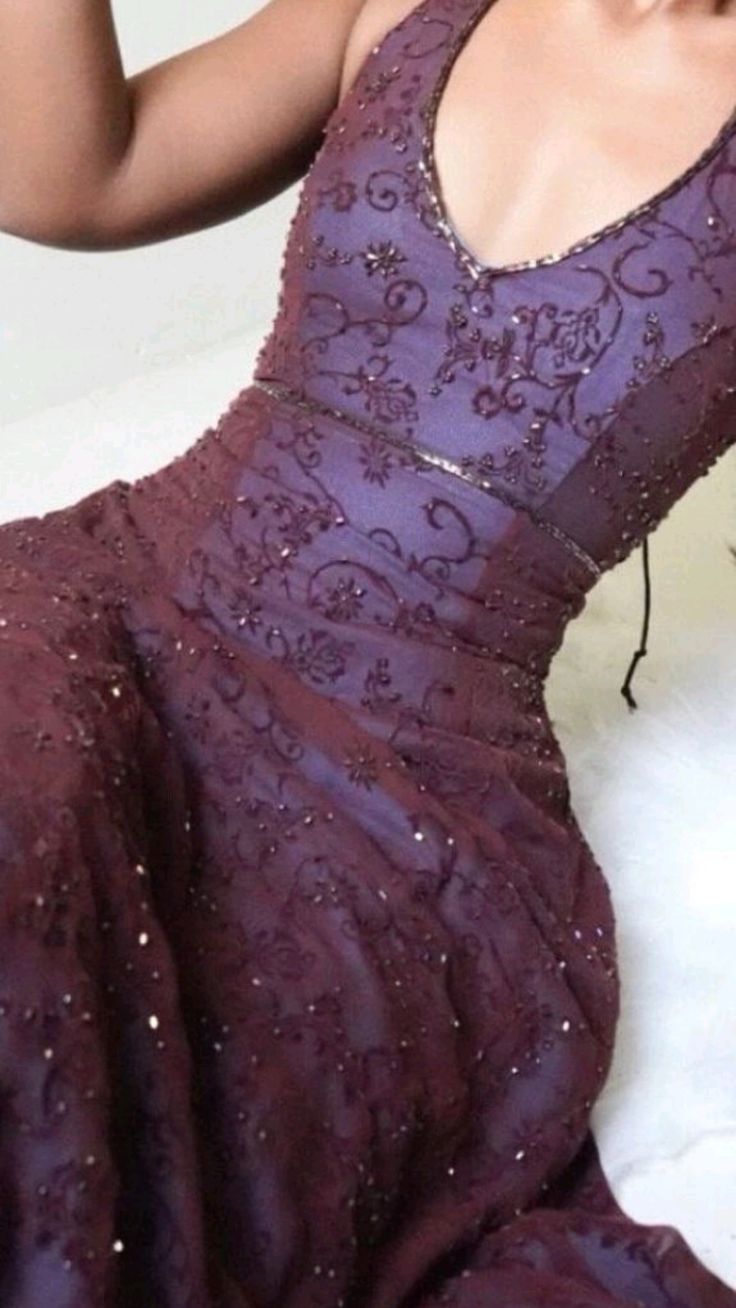 Purple Lace Halter Classy Prom Dress Long Classy Evening Party Dress, Secondary image
